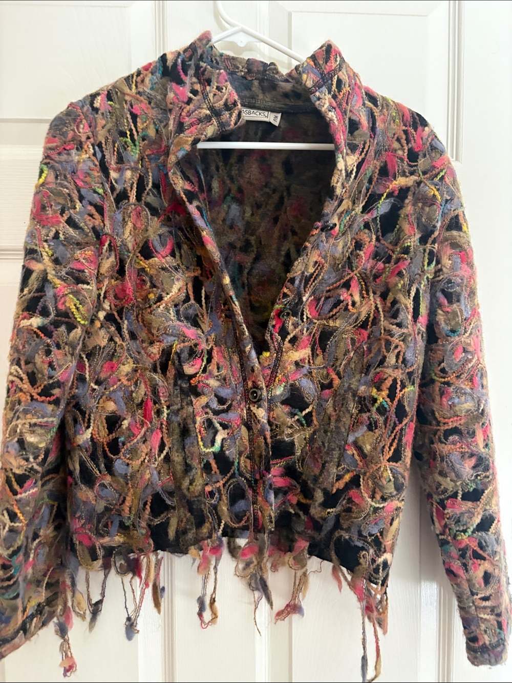 Multicolor Open-Weave Fringe Cardigan Sweater - Women